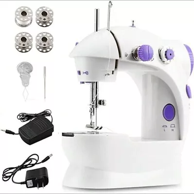 HomeVibe Mini 2-Speed Portable Sewing Machine - White/Purple • £12