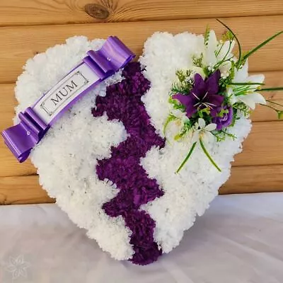 Broken Heart Funeral Flowers Artificial Tribute Wreath Silk Grave Memorial MUM • £37.95