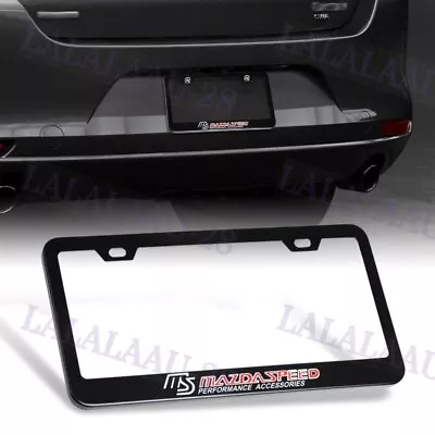 Mazda Speed Mazdaspeed Black Stainless Steel Rust Free License Plate Frame +Caps • $10.66