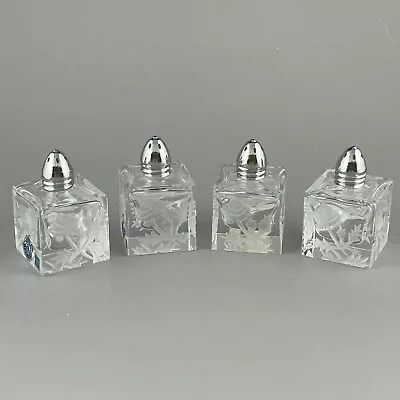 Irice Cut Glass Salt And Pepper Shakers Rose Square I W Rice Japan Lot Of 4 • $26.95