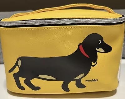 Marc Tetro Large Yellow Dachshund Lined Travel Train Case Bag 8.5” X 5.5” • $28.95