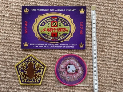 £6.99 • Buy Harry Potter Bundle Of 3 Sew On Patches Knight Bus Pygmy Puff Chocolate Frog