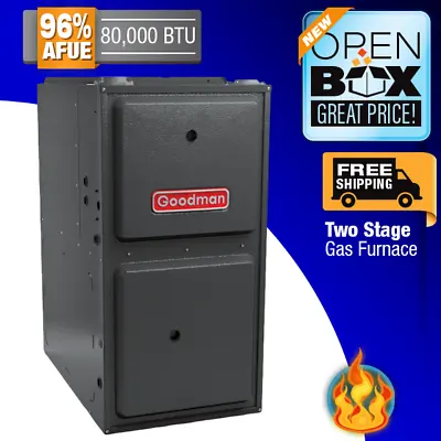 $1850.40 • Buy 80K BTU 96% AFUE Goodman 2 Stage Upflow/Horiz Gas Furnace GM9C960803BN Open Box
