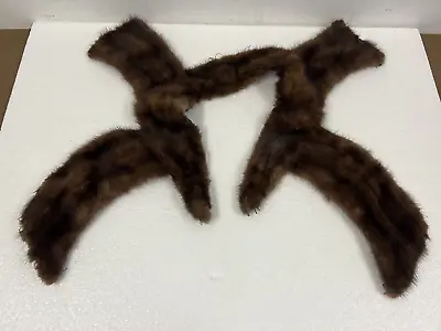 $9.99 • Buy Vintage Mink Fur Stole Collar Brown Real Sewing Craft Repair Scarf Coat Shawl