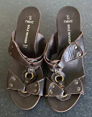 £6.99 • Buy Ladies Brown Next Sole Reviver Wedge Sandals Shoes Size 6.5 Eur 40