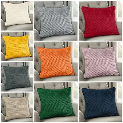 £10.95 • Buy Plush Chevron Fleece Teddy Soft Sofa Large Cushion Cover Scatter Cushion 56x56cm