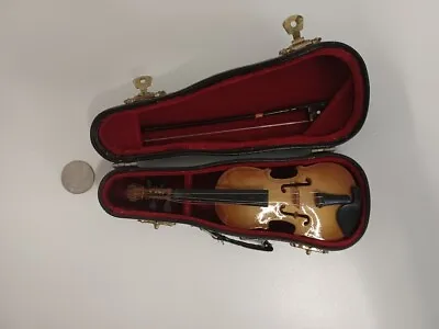 Miniature Violin Replica Musical Instrument With Bow In Lined Box • $15.99