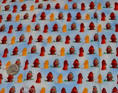 Michael Miller Fire Hydrants Quilting Cotton Fabric OOP  1/2 Yard Odd Cut • $12.99