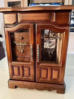 Vintage Jay Imports Wooden Jewelry Armoire Music Box • $55