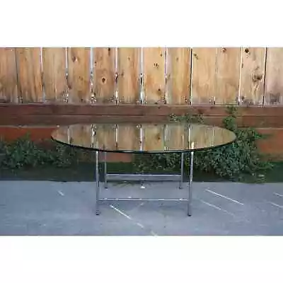 Mid Century Chrome And Glass Coffee Table • $425