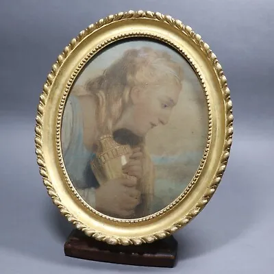 An Antique Neoclassical 18th Century Chalk Pastel Drawing Of A Classical Female. • £250