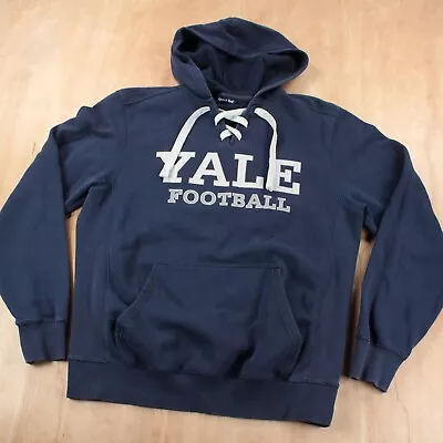 Vtg Y2k Yale University Bulldogs Football Lace Up Hoodie Sweatshirt MEDIUM Ivy • $38