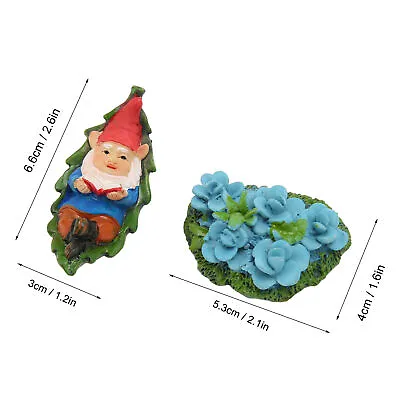 2pcs Reading Book Garden Gnome Flower Bush Statue Hand Painted Ornament Gift FIG • £9.70