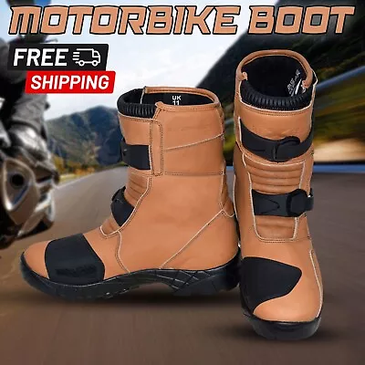 Motorbike Shoes Motorcycle Boots Leather Biker Waterproof Racing CE Armoured UK • $55.94