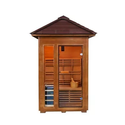 Outdoor Sauna Wood Traditional 2 Person 4.5 KW HARVIA Electric Hemlock Cabin New • $4390.12