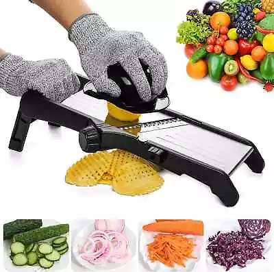 Mandoline Food Slicer Vegetable Chopper Waffle Fry Cutter W/Cut-Resistant Gloves • $39.99