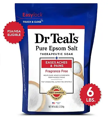 Dr Teal's Pure Epsom Salt Soak Therapeutic Fragrance Free 6 Lbs • $8.20