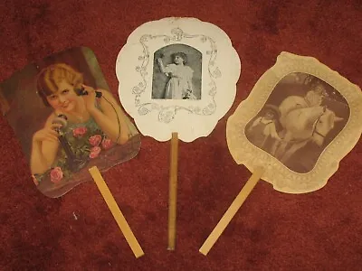 Lot Of (3) Advertising Hand Fans Vintage ~Check Out My Other Fans! • $40