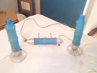 Vintage Bed Side Lamps Matching Bed Headboard Light Aqua Blue Glass Tubes • $102.99