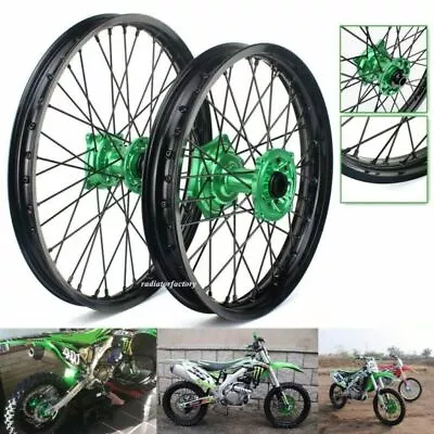 $499.86 • Buy For Kawasaki 21  18  Spoked Wheels Rim Set KX125 KX250 06-13 KX250F KX450F 06-18