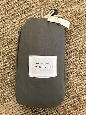 Restoration Hardware Stonewashed Cotton Linen Twin Sheet Set Graphite Gray • $205.99