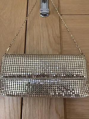 Vintage Evening Bag Gold Chainmail Mesh Detachable Strap/clutch Bag • £12