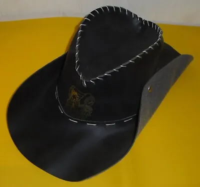 Sioux City Hand-Crafted Genuine Black Leather Novelty Cowboy Hat - Party Good • £9.99