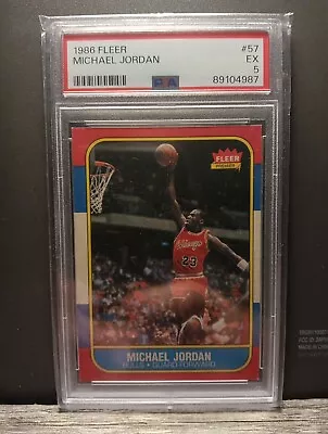 1986 Fleer Basketball #57 Michael Jordan Rookie Card RC Graded PSA 5 Excellent • $4200