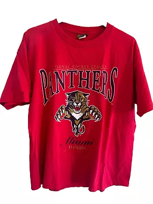 Vintage Men's XL NHL Florida Panthers Nutmeg Mills Hockey Red T Shirt • $25