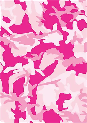 A5 Pink Sheet Laminated Camouflage Sticker Adhesive Vinyl Camo Cam Cover Decal • £3.80