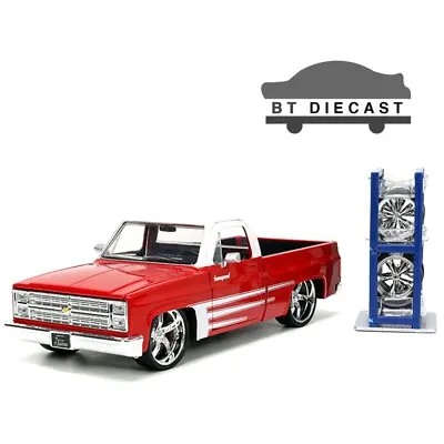 JADA JUST TRUCKS 1985 CHEVROLET C-10 1/24 With EXTRA WHEELS RED / WHITE 34179 • $21.90
