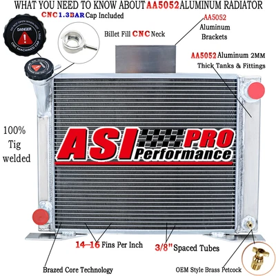 $169 • Buy ASI 3 Row Aluminum Radiator For 1982-1994 Ford Ranger Compact Truck GM V8 Engine