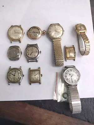 Lot 10 Vintage Men’s Mechanical Watches Various Brands - For Parts Or Repair • $11.50