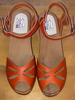 Maguba Rio Sandals Clogs Orange Leather Size 40 9.5 10 • $49.99