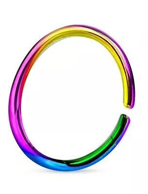 Rainbow Titanium Anodized Stainless Steel Nose Ring Hoop 8mm 20 G  • $5.49