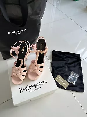 YVES SAINT LAURENT Pale Rose Tribute Sandal Heels Size 41 • £180.94