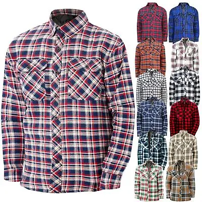 Mens Padded Jackets Quilted Thermal Lined Lumberjack Check Winter Work Shirt • £16.99