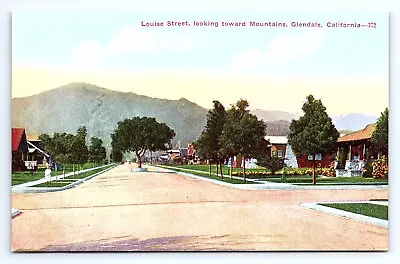 Postcard Louise Street Street View Towards Mountains Glendale CA • $4.75