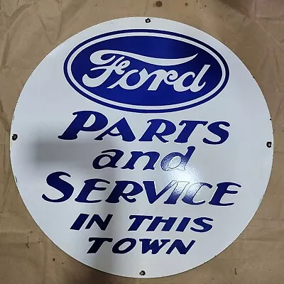 Ford Parts Porcelain Enamel Sign 30 Inches Round • $100