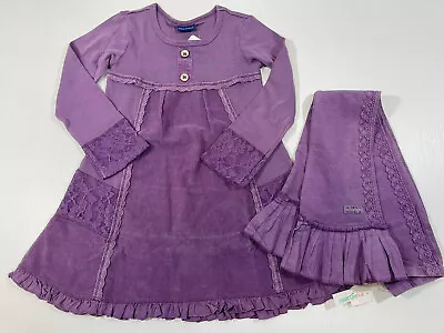 Naartjie Girls Radiant Purple Cotton Long Sleeve Corduroy Dress Pant Set 6 7 • $54.99