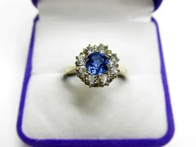 Vintage Russian Soviet Sterling Silver 875 Ring Sapphire Women's Jewelry 7.25 • $148