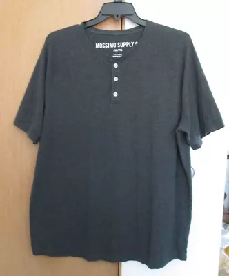 MOSSIMO SUPPLY CO Men's Size XXL Dark Gray Short Sleeve Henley T-Shirt • $6.75