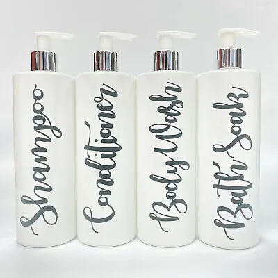 £10 • Buy Mrs Hinch Personalised Bathroom 500ml White Lotion Pump Bottles Shampoo Set