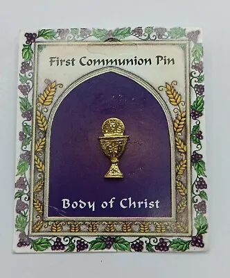 Vtg Catholic IHS Chalice Lapel Pin Souvenir 1st Holy Communion Gold Tone USA • $14.99