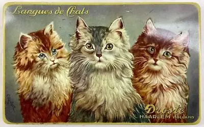 $24.99 • Buy Vintage DROSTE Langues De Chats Kitten Cats CANDY TIN Holland 4pix