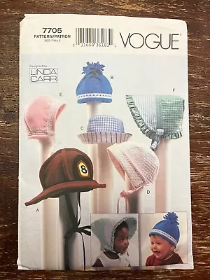 Vogue 7705 UNCUT Sewing Pattern Baby Bonnets Designed By Linda Carr • $9.99