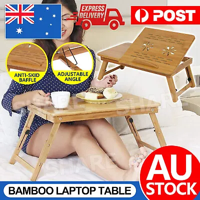 Bamboo Laptop Stand Desk Lap Bed Tray Table Computer Portable Foldable Home • $27.85