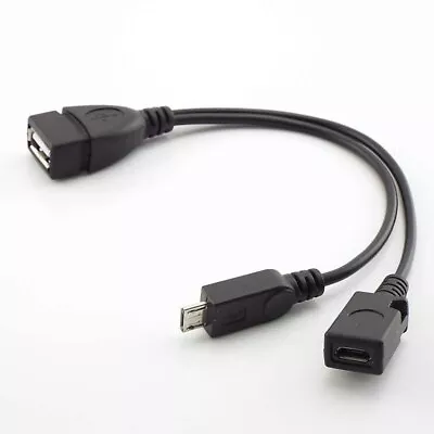 1 In 2 OTG Micro USB Host Power Y Splitter USB Port To Mirco 5Pin Male & Female • $2.09