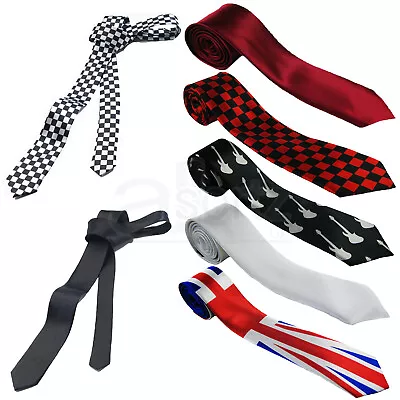 New Jubilee Union Jack Mens Ladies Satin Skinny Neck Tie Smart Plain UK Checked • £4.99