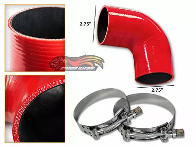 RED Silicone 90 Degree Elbow Coupler Hose 2.75  70 Mm + T-Bolt Clamps MT • $15.29